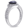 2 3/4 CT TGW Created Blue and Created White Sapphire Heart Halo Double
Row Ring in Sterling Silver