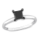 1 ct Black Diamond Solitaire Engagement Ring in 14K White Gold