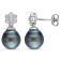 9.5-10 MM Black Tahitian Cultured Pearl and Diamond Accent Floral
Earrings in Sterling Silver
