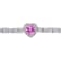 8-3/8 CT TGW Created Pink and White Sapphire Station Halo Heart Tennis
Bracelet in Sterling Silver