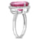 7 1/2 CT TGW Pink and White Topaz Halo Ring in 14K White Gold