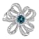 1 CT TGW London Blue and White Topaz Flower Cocktail Ring in Sterling Silver