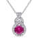 1 4/5 CT TGW  Created White Sapphire and Created Ruby Halo Pendant with
Chain in Sterling Silver