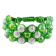 Shambhala Bracelet on Green Silk Cord with Green and White Cubic
Zirconia Beads