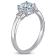 4/5 CT TGW Aquamarine and Diamond Accent 3-Stone Ring in Sterling Silver