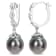 8-9MM Black Tahitian Cultured Pearl and Diamond Accent Infinity Huggie
Earrings in Sterling Silver