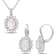 2-Pcs Set of 5 7/8 CT TGW Opal and Diamond Halo Leverback Earrings and
Pendant in Sterling Silver