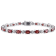 9 7/8 CT TGW Garnet and Diamond Accent Bracelet in Sterling Silver