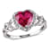 1 5/8 CT TGW Created Ruby and 1/10 CT TW Diamond Heart Ring in Sterling Silver