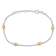 Heart Charm Station Bracelet in 2-Tone White and Yellow Plated Sterling Silver