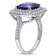 7 1/10 CT TGW Created Blue and White Sapphire Double Halo Ring in
Sterling Silver