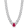 1 1/7 CT TGW Pear Created Ruby Curb Link Chain Necklace in Sterling Silver
