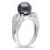 9-9.5MM Black Tahitian Pearl and Diamond Split Shank Ring in Sterling Silver