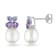 8-8.5MM White Cultured Pearl, Diamond, Tanzanite and Amethyst Stud
Earrings in Sterling Silver