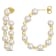 4.5-5MM Cultured Pearl and White Topaz Hoop Earrings in 14K Yellow Gold
Over Sterling Silver