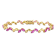 9 1/2 CT TGW Created Pink Sapphire Bracelet in Yellow Plated Sterling Silver