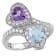 2 5/8 CT TGW Multi Gemstones Heart Twist Ring in Sterling Silver