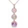 3 CT TGW Multi-Gemstones Drop Pendant with Chain in Rose Plated Sterling Silver
