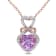 1 5/8 CTW Rose de France and Diamond Triple Heart Halo Pendant with
Chain in 2-Tone Sterling Silver