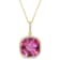8 3/8 CT TGW Pink Topaz and White Sapphire Halo Pendant with Chain in
Yellow Plated Sterling Silver
