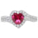 2 1/2 CT TGW Created Ruby and Created white Sapphire Halo Engagement
Ring in Sterling Silver