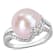 12-12.5MM Pink Freshwater Cultured Pearl and Diamond Flower Split-Shank
Ring in Sterling Silver