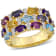 4 1/5 CTW Multi-Gemstone Triple-Row Ring in Yellow Plated Sterling Silver