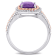 1 2/5 CT TGW Amethyst and 1/6 CT TDW Diamond Halo Ring in White and Rose
Plated Sterling Silver