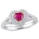 3/5 CT TGW Ruby and 2/5 CT TW Diamond Double Halo Ring in 14K White Gold
