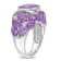 10 3/8 CT TGW Amethyst and 1/10 CT TW Diamond Cluster Ring in Sterling Silver