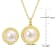 8-9.5MM Freshwater Cultured Pearl Stud Earrings and Pendant Set in
Yellow Plated Sterling Silver