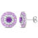 3 1/2 CT TGW Multi Gemstone Halo Stud Earrings in Sterling Silver