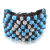 Shambhala Cuff Bracelet on Brown Cotton Cord with Turquoise and White
Cubic Zirconia Beads