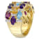 4 1/5 CTW Multi-Gemstone Triple-Row Ring in Yellow Plated Sterling Silver