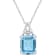 7 1/2 CT TGW Sky Blue and White Topaz Pendant with Chain in Sterling Silver