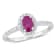 5/8 CT TGW Ruby and 1/8 CT TW Diamond Halo Engagement Ring in 10K White Gold