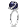 9-9.5MM Black Freshwater Cultured Pearl Ring with Diamonds in Sterling Silver