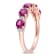 1 3/5 CT TGW Rhodolite and White Topaz Semi Eternity Ring in Rose Plated
Sterling Silver