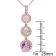 3 CT TGW Multi-Gemstones Drop Pendant with Chain in Rose Plated Sterling Silver