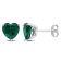 3 CT TGW Heart Shape Created Emerald Stud Earrings in Sterling Silver