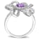 7/8 CT TGW African-Amethyst and Topaz Flower Cocktail Ring in Sterling Silver