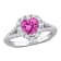 2 1/2 CT TGW Created Pink and White Sapphire Halo Heart Engagement Ring
in Sterling Silver