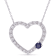 1 5/8 CT TGW Created Blue and White Sapphire Heart Necklace in Sterling Silver