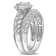 1/4 CT TW Diamond Octagon Halo Bridal Ring Set in Sterling Silver