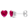 2 CT TGW Heart Shape Created Ruby Stud Earrings in Sterling Silver