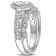 1/5 CT TW Diamond Oval Halo Bridal Ring Set in Sterling Silver