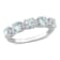 1 3/8 CT TGW Aquamarine and White Topaz Semi-Eternity Ring in Sterling Silver