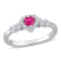 2/5 CT TGW Created Ruby, Created White Sapphire and Diamond Accent Halo
Ring in Sterling Silver