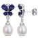 8-8.5MM Cultured Pearl with Created Blue and White Sapphire Butterfly
Earrings in Sterling Silver