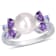8-8.5MM Freshwater Cultured Pearl, Diamond, Tanzanite, and Amethyst Ring
in Sterling Silver